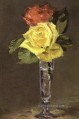 Rosen in einem Sektglas Eduard Manet impressionistische Blumen